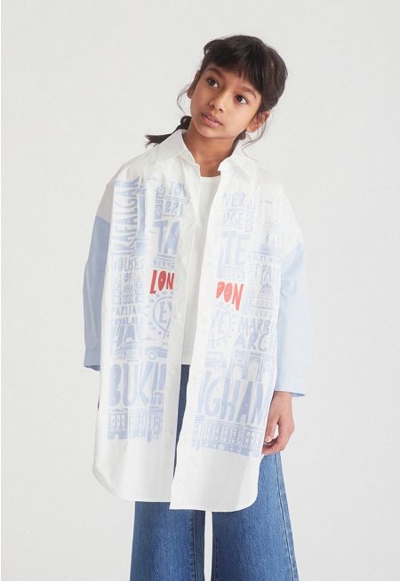 Printed Oversized Shirt with Top