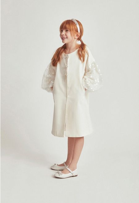 Sequin Sleeves Coat Set (2PCS)
