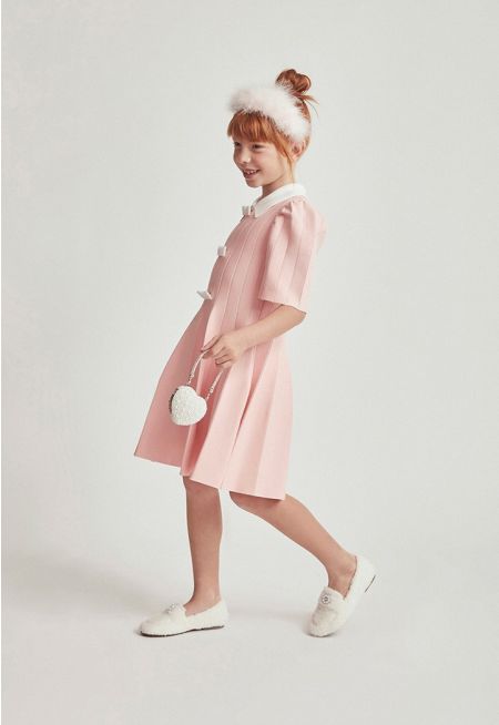 Knitted Brooch Embellished Dress