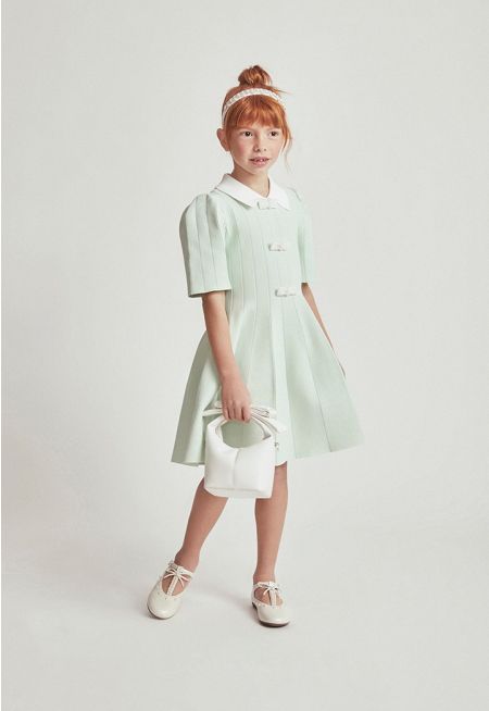 Knitted Brooch Embellished Dress
