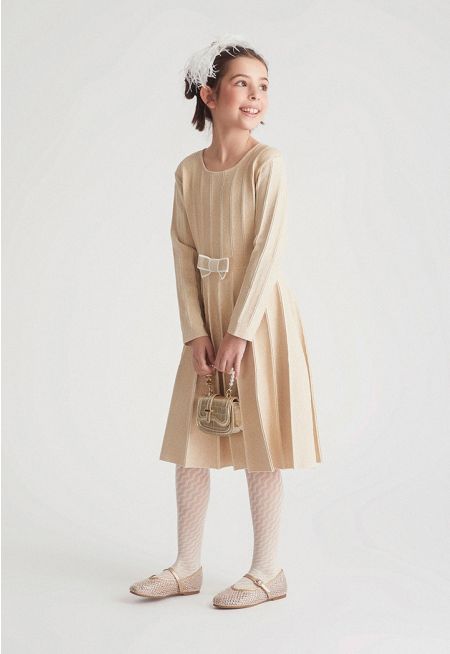 Knit Dress with Bow Detail
