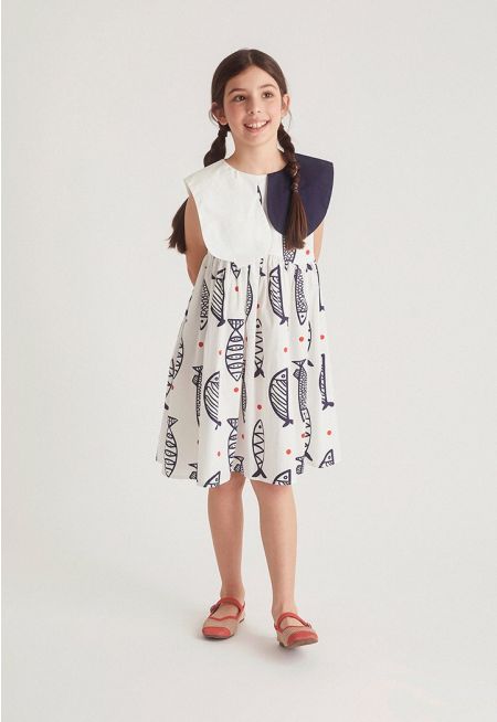 Playful Contract Fish Printed Dress