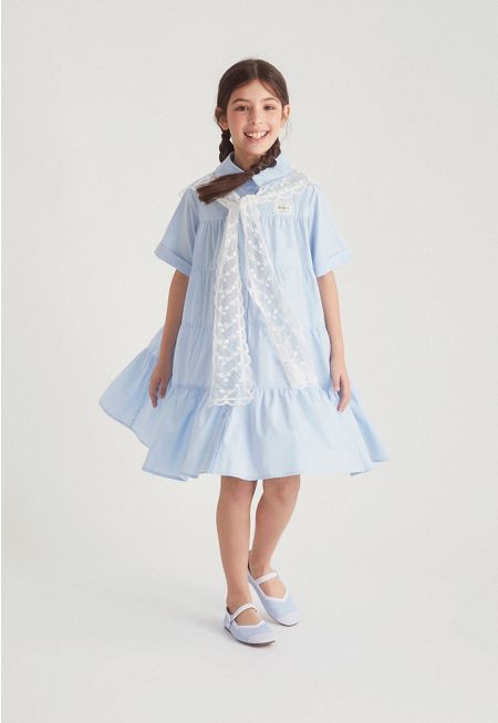 Lace Trim Tiered Dress