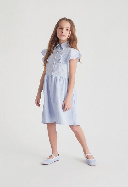 Textured Button-Front Dress