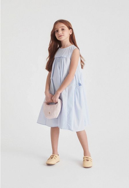 Flowy Pleated Pockets Dress 