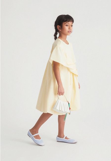 Draped Overlap Puff Dress