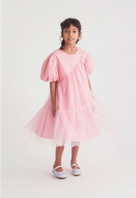 Ruffled Hem Tulle Dress