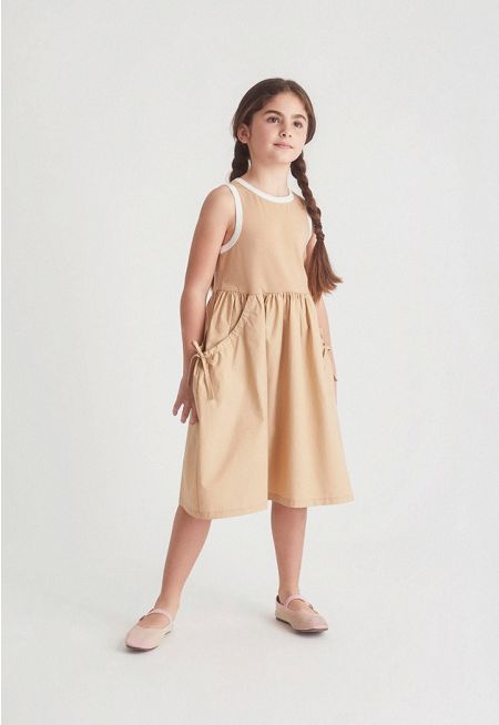 Sleeveless Dress with Wide Pockets