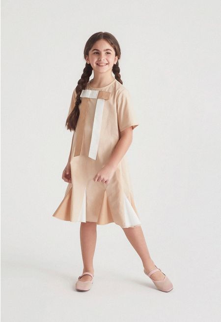 Contrast Bow Detail Dress
