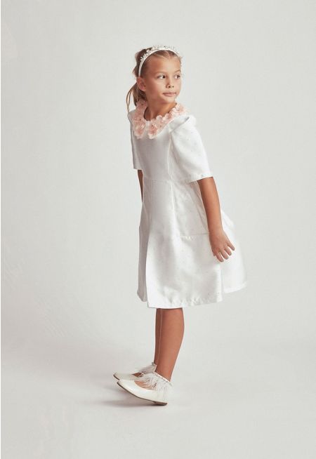 Detachable Floral Collar Crystal Dress