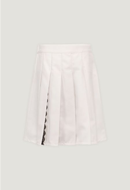 Lace-Detailed Pleated Skirt