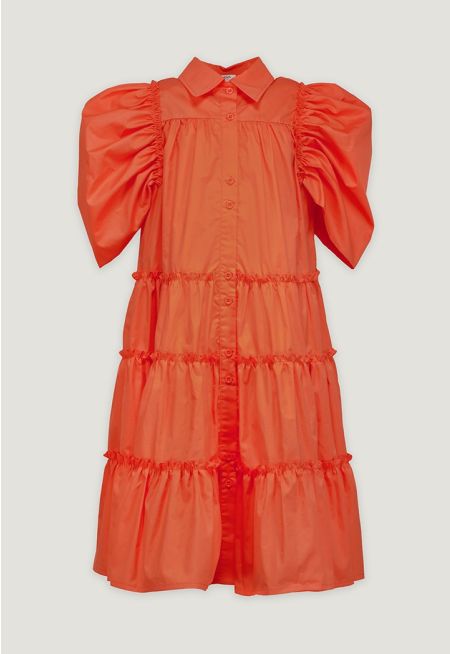 Flared Hem Dress with Butterfly Sleeves