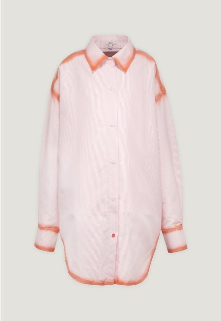 Contrast Hem Striped Shirt