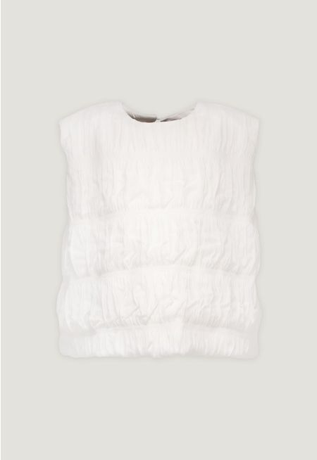 Ruffled-Textured Lined T-Shirt
