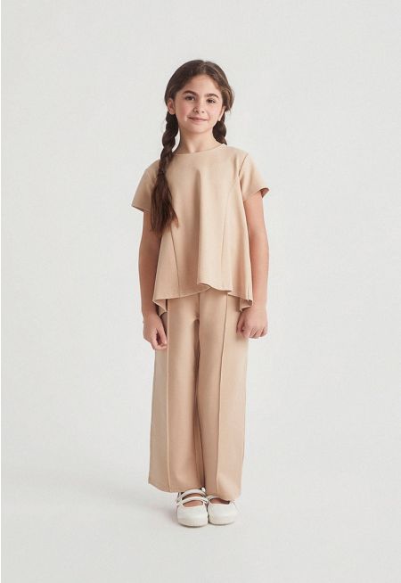 Back-Pleats Blouse & Trousers Set (2PCS)