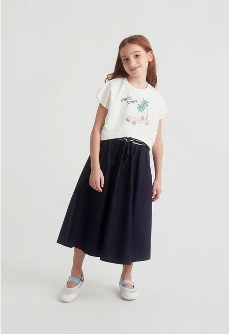Midi Dress & Cropped Top Set (2PCS)