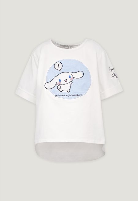 Cinnamoroll Patch Contrast High-Low T-Shirt
