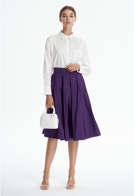 Box Pleat Solid Skirt -Sale