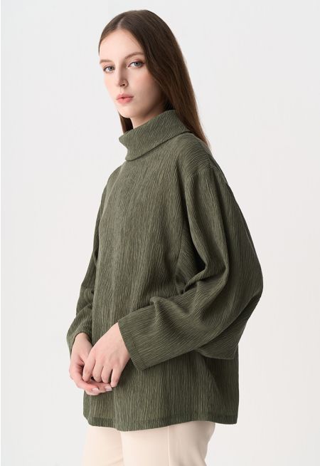 Textured Batwing Sleeve Blouse