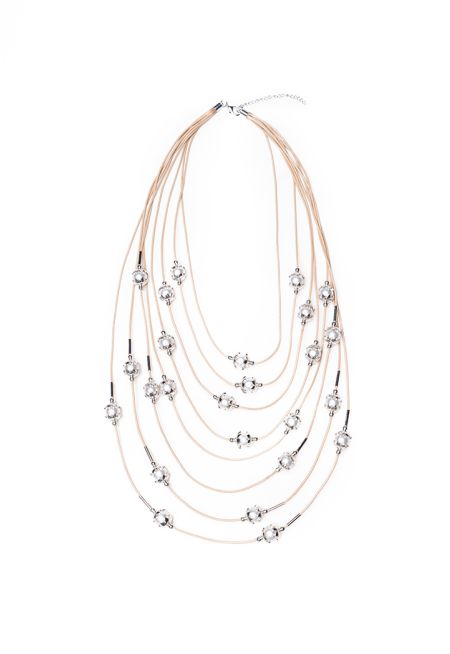 Multi layered Opera Length Necklace With Faux Pearls -Sale