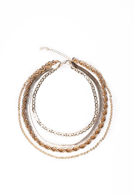 Gold Toned Chain Link Layered Necklace -Sale