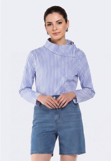 High-Low Striped Blouse