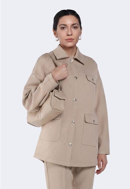 Solid Flap-Pocket Jacket