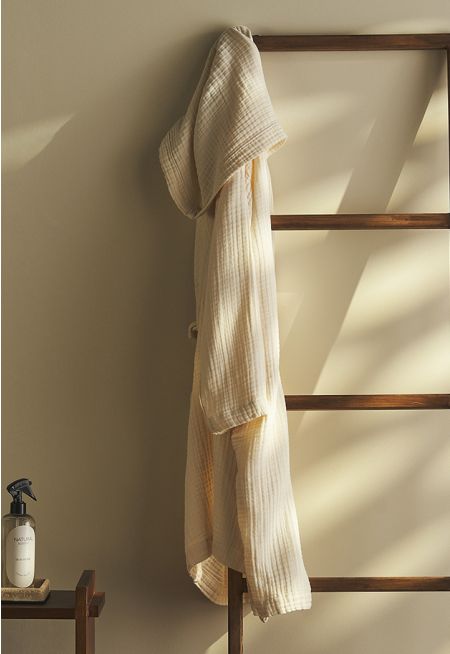 Hooded Bathrobe 4-Layer Muslin Fabric