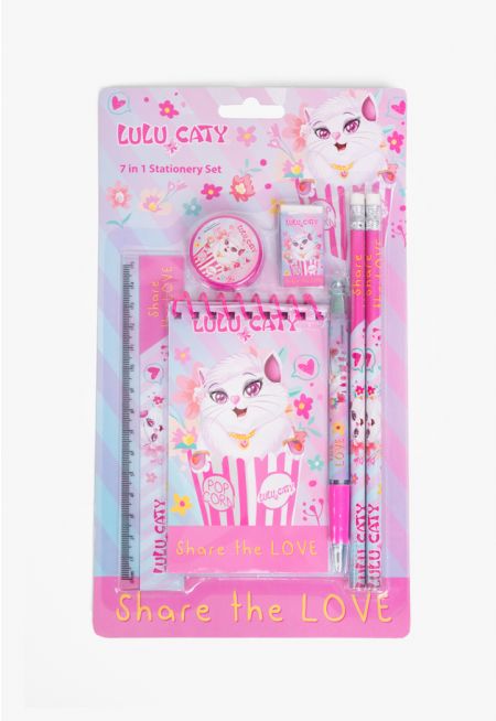 Lulu Caty Pink Stationery Set (7 PCS)