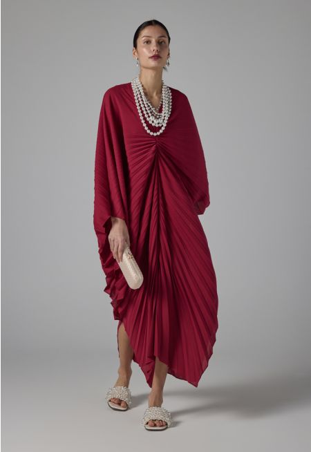 Solid Pleated Dress