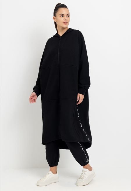 Textured Oversized Hooded Jacket