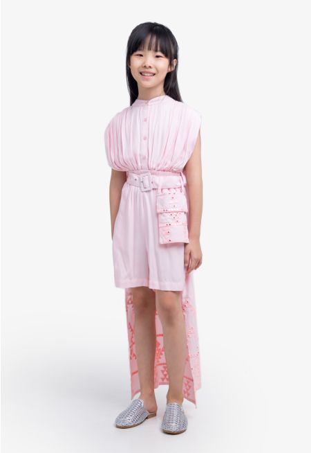 Embroidered Mandarin Cape Jumpsuit