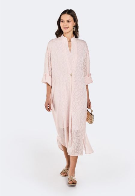 Jacquard Folded Sleeve Dress