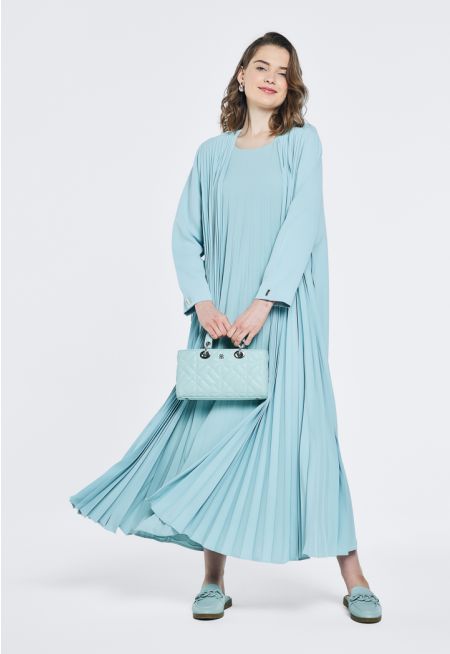 Solid Front Pleated Abaya