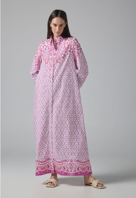 Floral Print Flared Shirt Dress