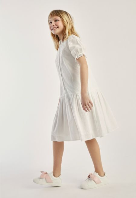 Drop Waist Schiffli Dress