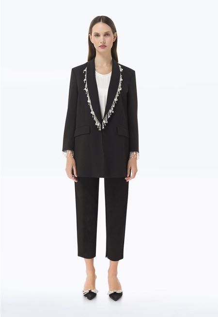 Long Solid Trouser With Faux Pocket