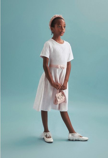 Knitted Bow Embellished Dress