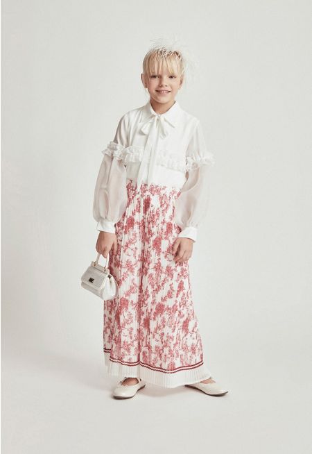Ruffle Shirt with Pleated Trouser Set (2PCS)