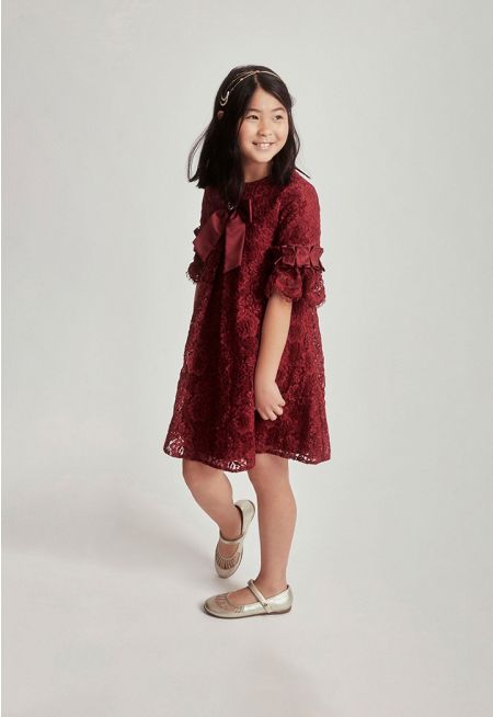 Floral Lace Ruffled Dress