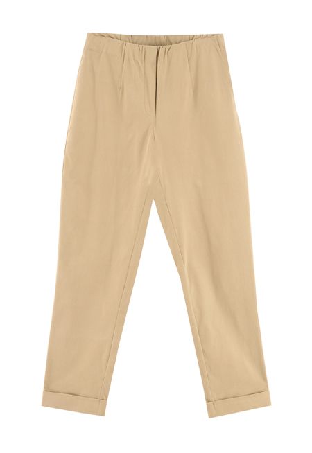 Elasticated Waist High Rise Folded Hem Solid Trousers