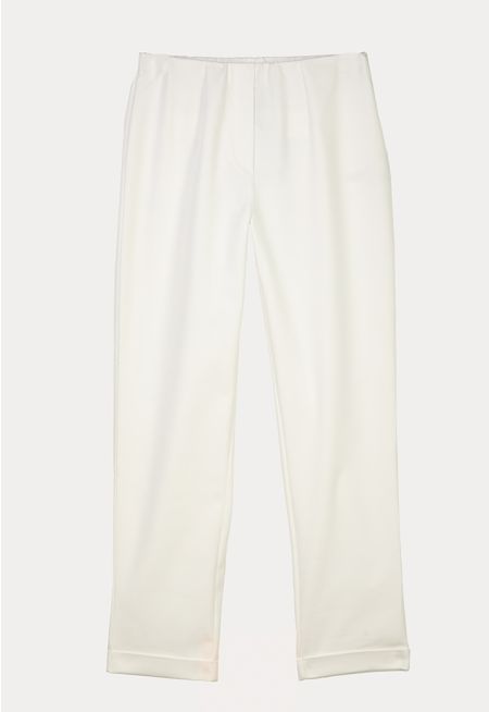 Elasticated Waist High Rise Folded Hem Solid Trousers