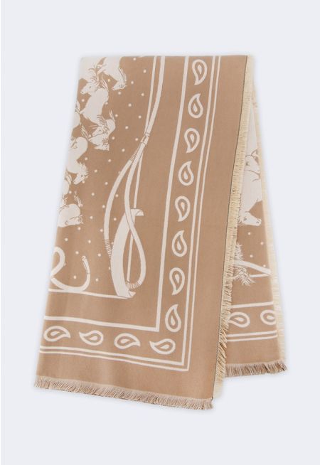 Paisly Horse Print Pashmina Scarf