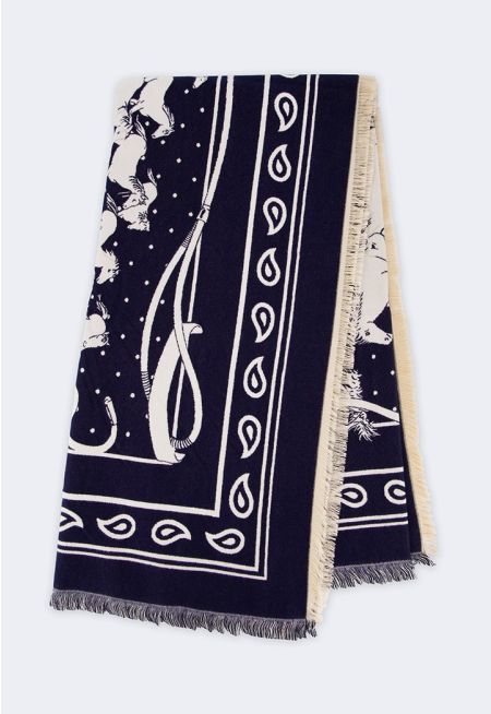 Paisly Horse Print Pashmina Scarf