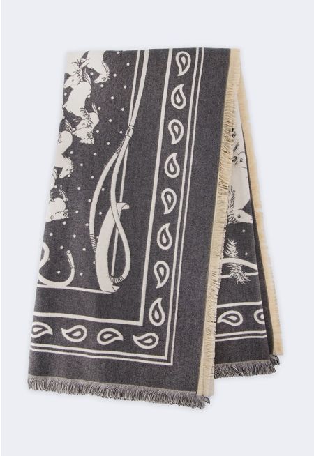 Paisly Horse Print Pashmina Scarf