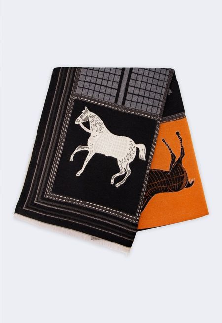 Abstract Horse Print Pashmina Scarf