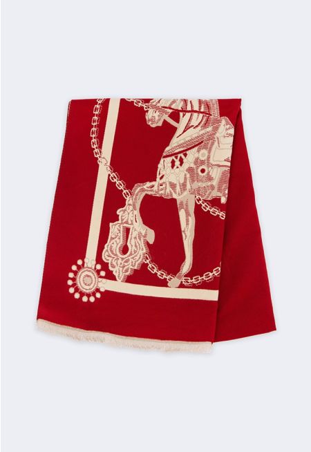 Contrast Horse Print Pashmina Scarf