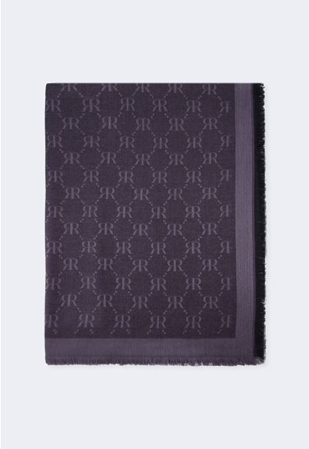 Frayed Hems Monogram Scarf