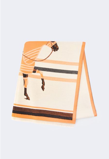 Multicolor Horse Print Pashmina Scarf