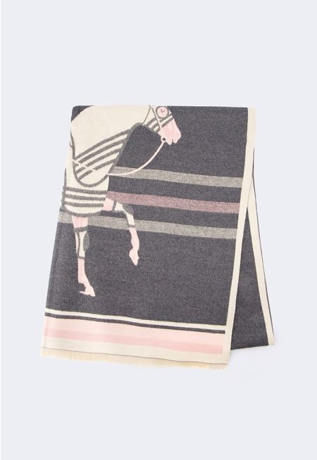 Multicolor Horse Print Pashmina Scarf